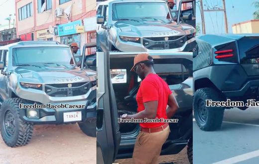 Freedom Jacob Caesar spotted with Rezvani bulletproof car  worth at least GH3m (VIDEO)