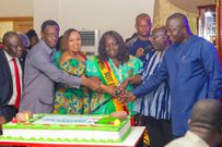 National Best Farmer with the Minister of Agric