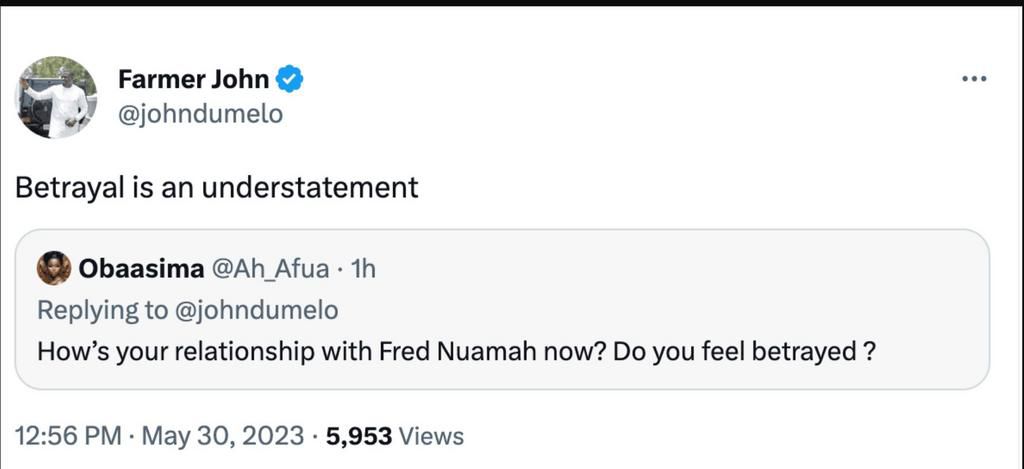 John Dumelo on his relationship with Fred Nuamah