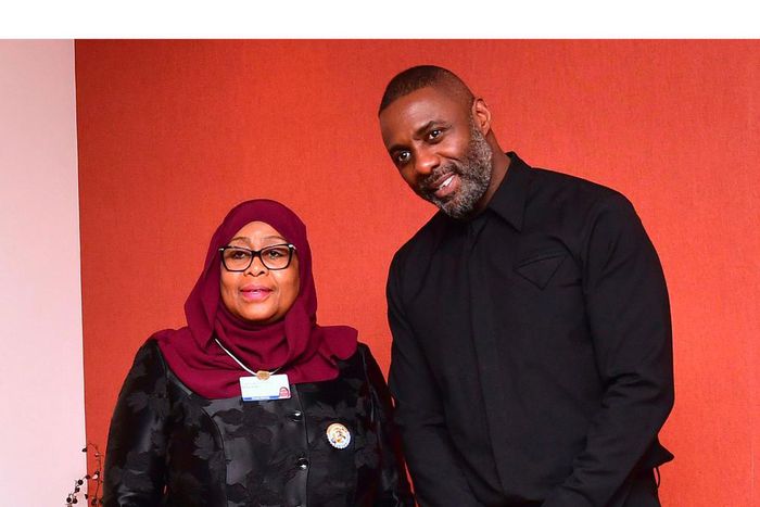 President Samia Hassan Suluhu and Idris Elba