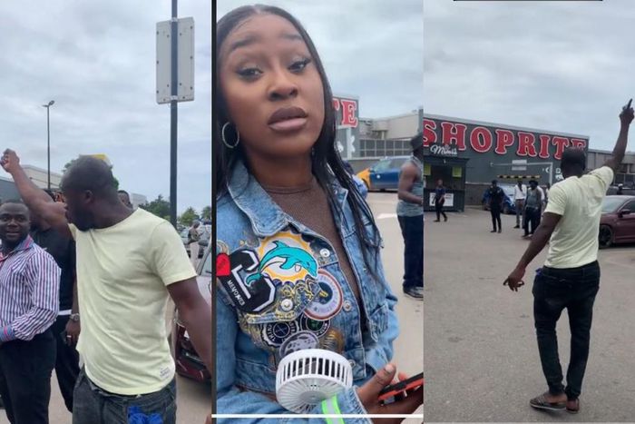 Ras Nene loses cool as Achimota Mall stops him from shooting skit with Efia Odo (WATCH)