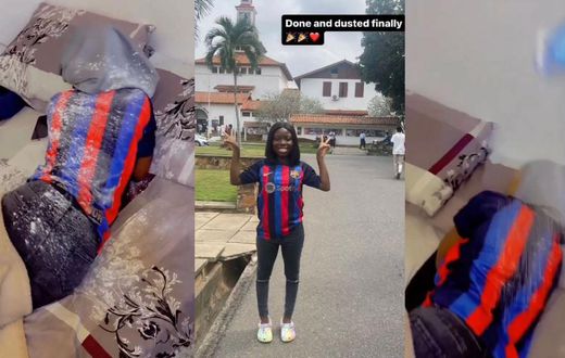 TikTok star Erkuah Official powdered by friends as she completes University of Ghana