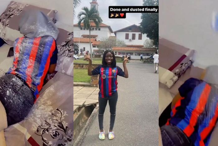 TikTok star Erkuah Official powdered by friends as she completes University of Ghana