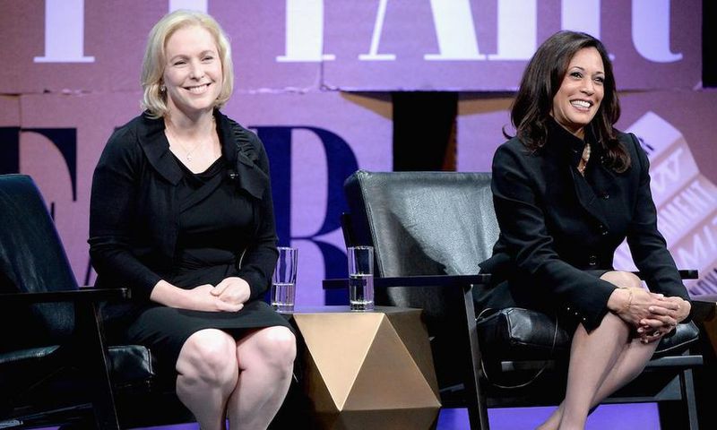 Democratic Sens. Kirsten Gillibrand and Kamala Harris, both potential 2020 contenders.