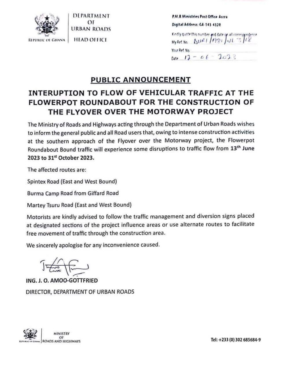 Motorway flyover statement