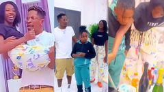 Shatta Wale finally reunites with his son as he jointly celebrates his July-born children