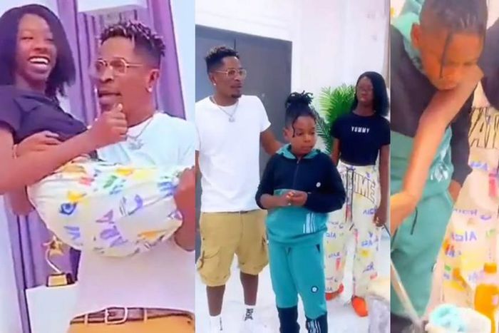 Shatta Wale finally reunites with his son as he jointly celebrates his July-born children
