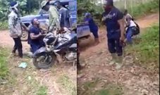 Police officers kneel to beg galamseyers
