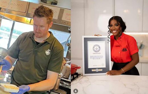 Hilda Baci congratulates Irish Chef, Alan Fisher, over World Record