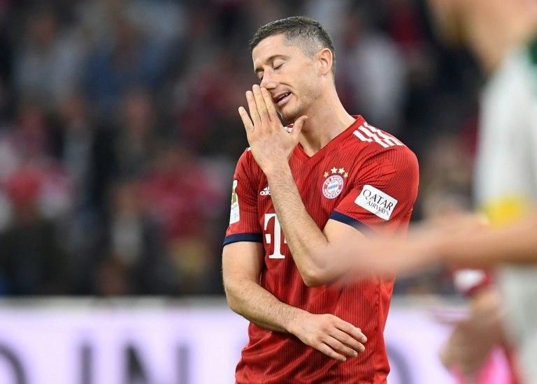 Bayern Munich's Polish striker Robert Lewandowski had another frustrating night
