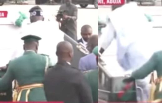 President Bola Tinubu Falls at June 12 Ceremony in Abuja