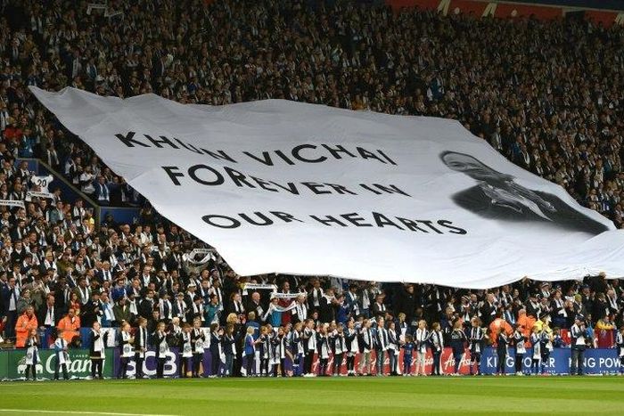 Leicester fans observed a minute's silence to remember the victims of the helicopter crash