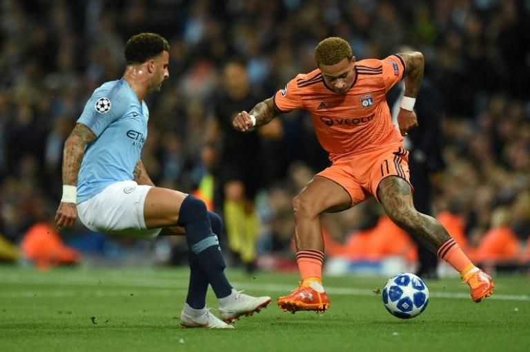 Lyon's Dutch striker Memphis Depay enjoyed a sweet return to Manchester