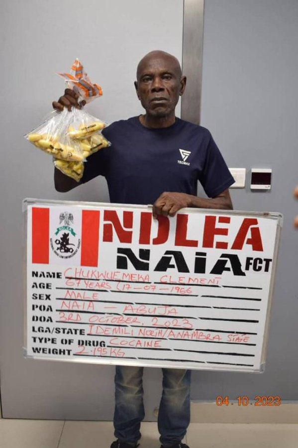 NDLEA arrests 67-year-old for ingesting cocaine to fund new marriage. [Facebook:NDLEA]
