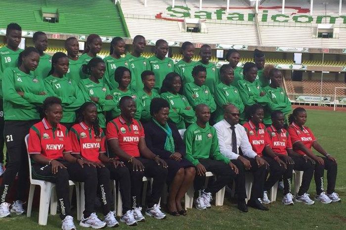 Kenya women national football-team with together some officials