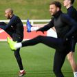 Fabian Delph pictured during England training, will captain England for the first time in their friendly against the United States at Wembley on Thursday