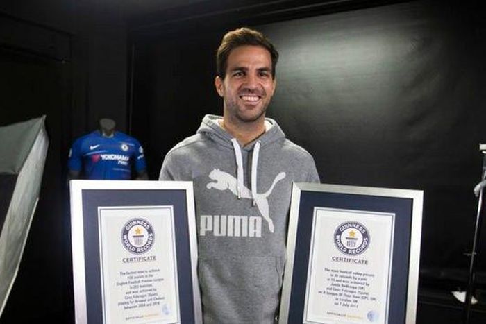 Fabregas enters into Guinness Book of World Records as the fastest player to register 100 PL assists
