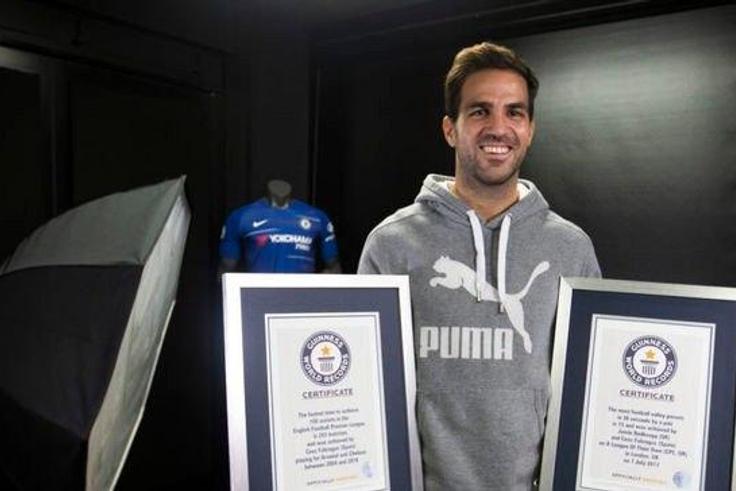 Fabregas enters into Guinness Book of World Records as the fastest player to register 100 PL assists