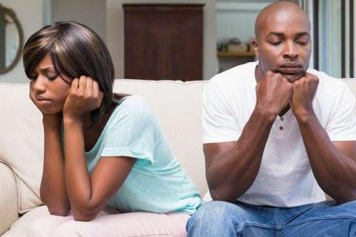 unhappy black couple