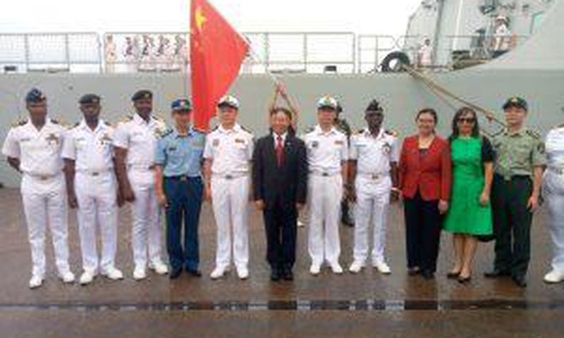 The Chinese envoy with senior Nigerian Navy personnel at NPA.