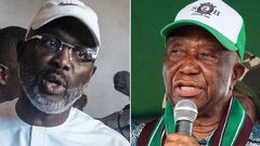 President George Weah (L) called Joseph Boakai (R) after it became clear that his challenger's lead could not be overhauled [AFP/Reuters]