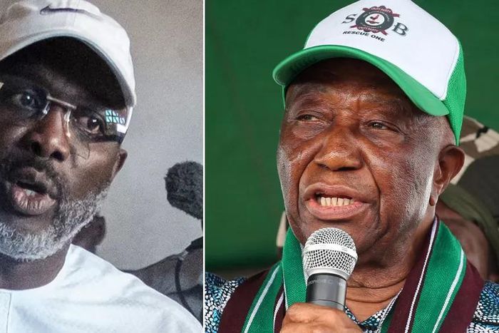 President George Weah (L) called Joseph Boakai (R) after it became clear that his challenger's lead could not be overhauled [AFP/Reuters]