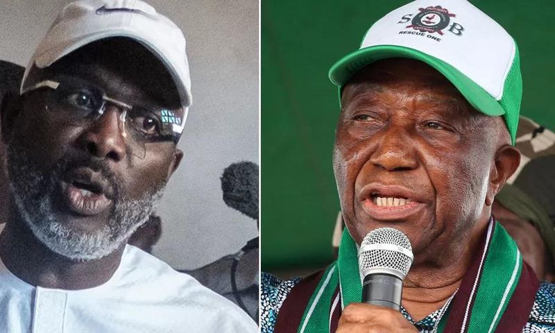 President George Weah (L) called Joseph Boakai (R) after it became clear that his challenger's lead could not be overhauled [AFP/Reuters]