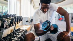 Bicep curls can be performed in various different ways, including seated.twinsterphoto