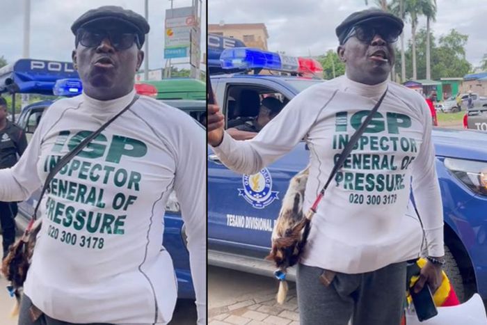 Ghana Police protect 1-man demonstrator as he protests against societal pressure