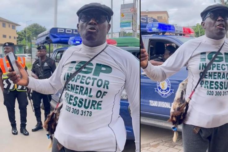 Ghana Police protect 1-man demonstrator as he protests against societal pressure