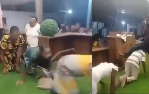Church members crawl through pastor's open legs to symbolically enter 2024