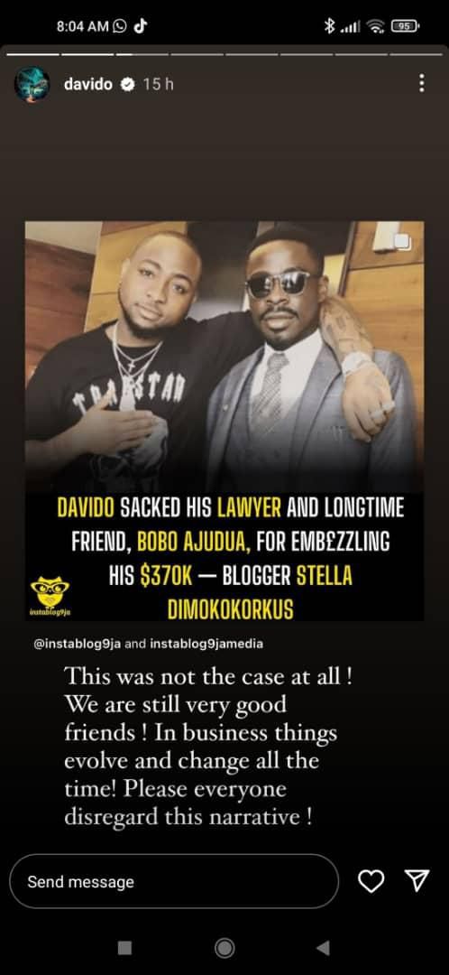 Davido's post [Instagram/Davido]