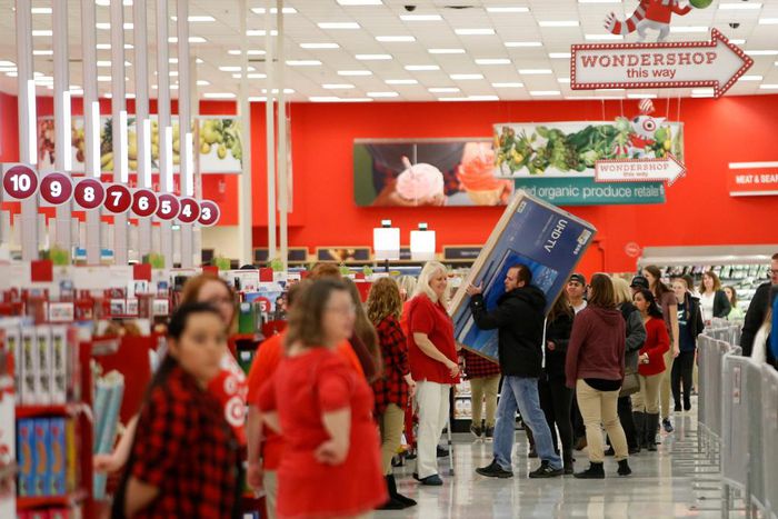 Shoppers check out with 'Black Friday' deals at a Target in Utah in 2016.