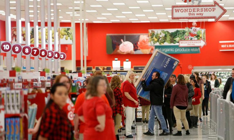 Shoppers check out with 'Black Friday' deals at a Target in Utah in 2016.
