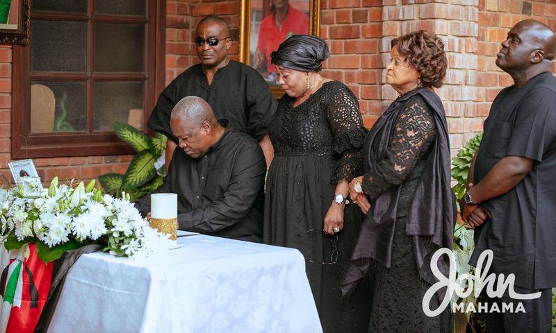 Mahama signs book of condolence at late Sherry Ayittey's one week