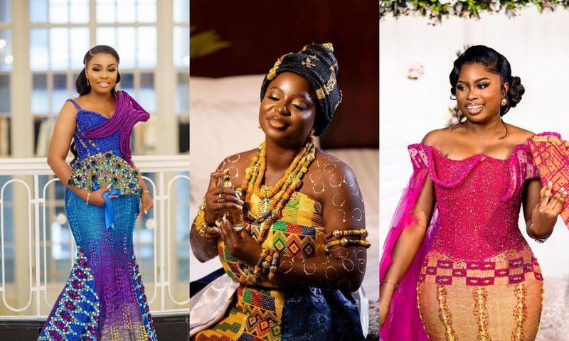 Brides in kente outfits