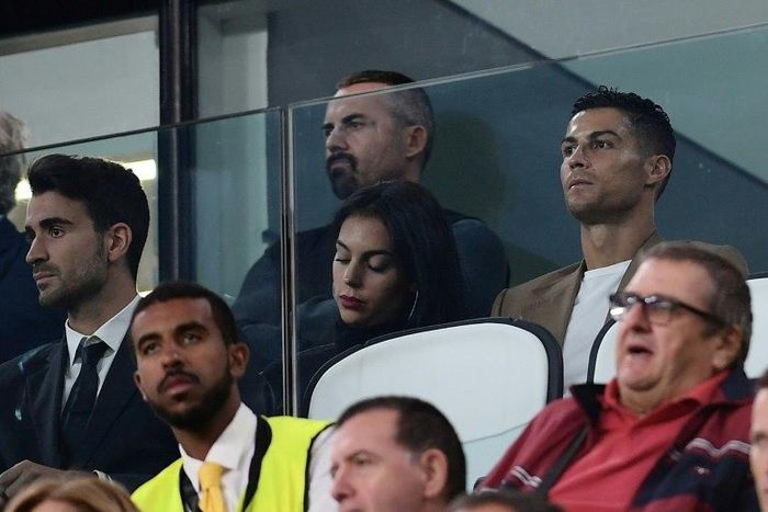 Cristiano Ronaldo and his girlfriend Georgina Rodriguez watch Tuesday's Champions League match between Juventus and Young Boys