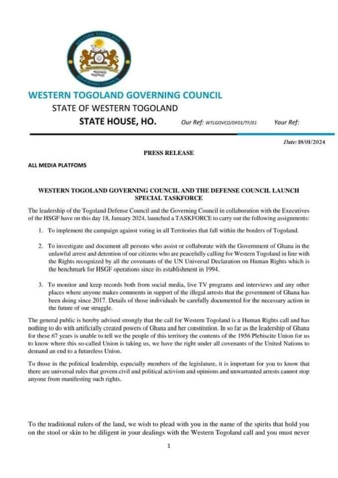 Western Togoland statement
