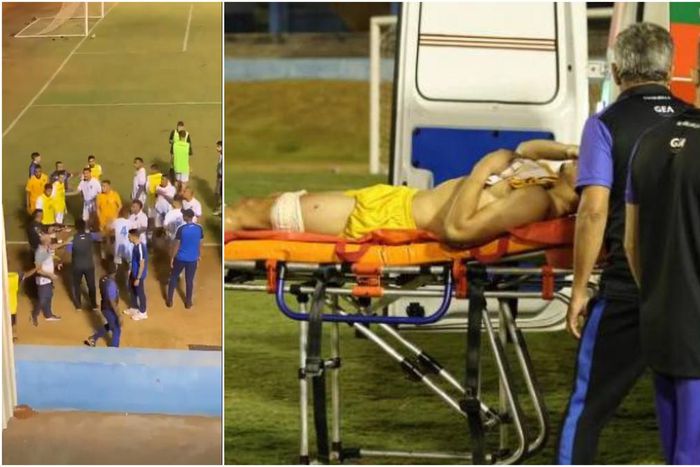 Crazy scenes in Brazil as police officer shoots goalkeeper during football game (Video)