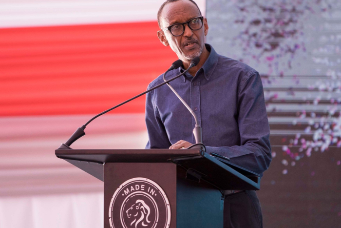 President Paul Kagame during the launch of Mara phones. (Twitter)