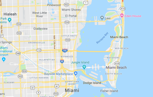 Eighty Seven Park is in North Beach, about an hour's drive northeast of Miami.