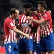 Diego Godin (L) grabbed a winner for Atletico Madrid in injury time