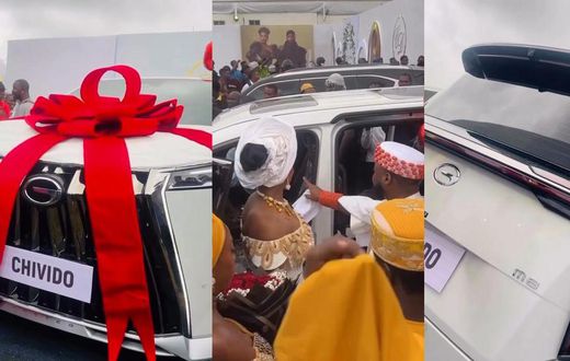 Davido surprises Chioma with new car as wedding gift