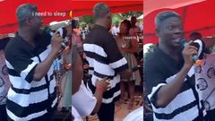 Agya Koo angrily drops mic during funeral performance over 'Mahama' chants