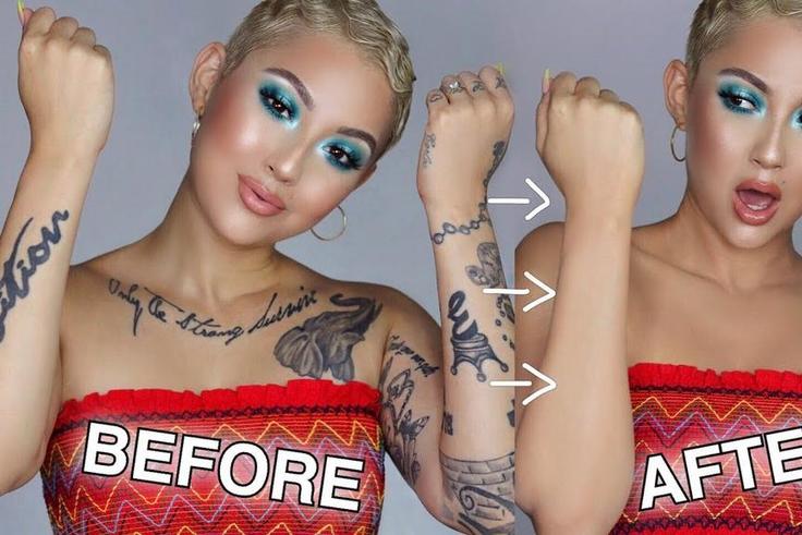 Covering tattoos with makeup [YouTube]