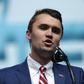 Conservative student activist Charlie Kirk, pictured May 2018, tweeted a theory that the French "yellow vest" rioters want to be led by US President Trump, which Trump himself has retweeted