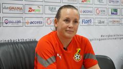 Black Queens boss Nora Hauptle at press conferene (Photo by Rahel Osterwalder)