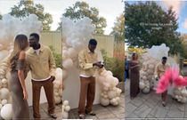 Partey and partner Janine Mackson reveal gender of their baby (Video)