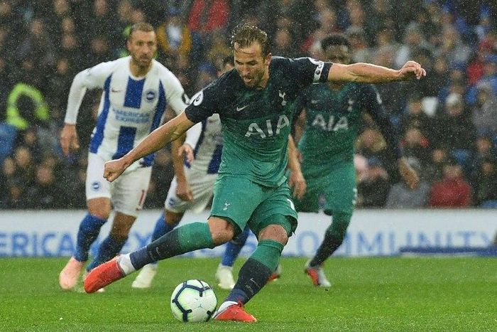 Tottenham striker Harry Kane scored from the penalty spot against Brighton