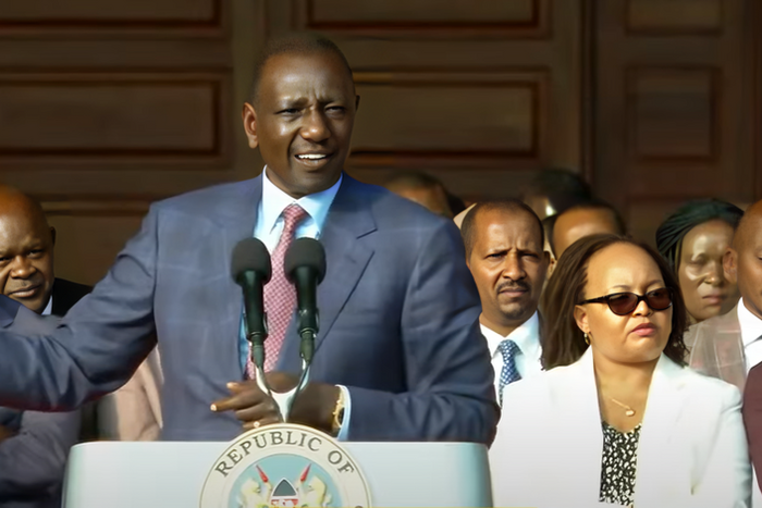 President William Ruto speaks during a briefing at State House